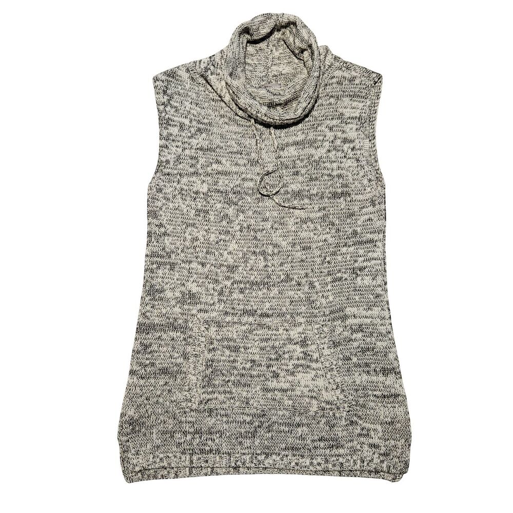 T by Talbots Women's Size M Cowl Neck Sleeveless Pullover Sweater Marled Gray